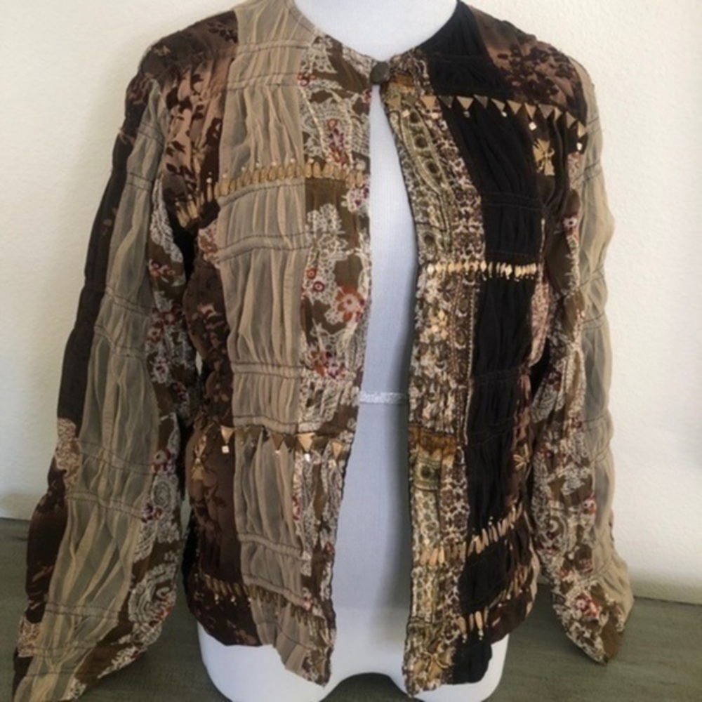 Coldwater Creek jacket Brown toned velvet jacket Quilted PS